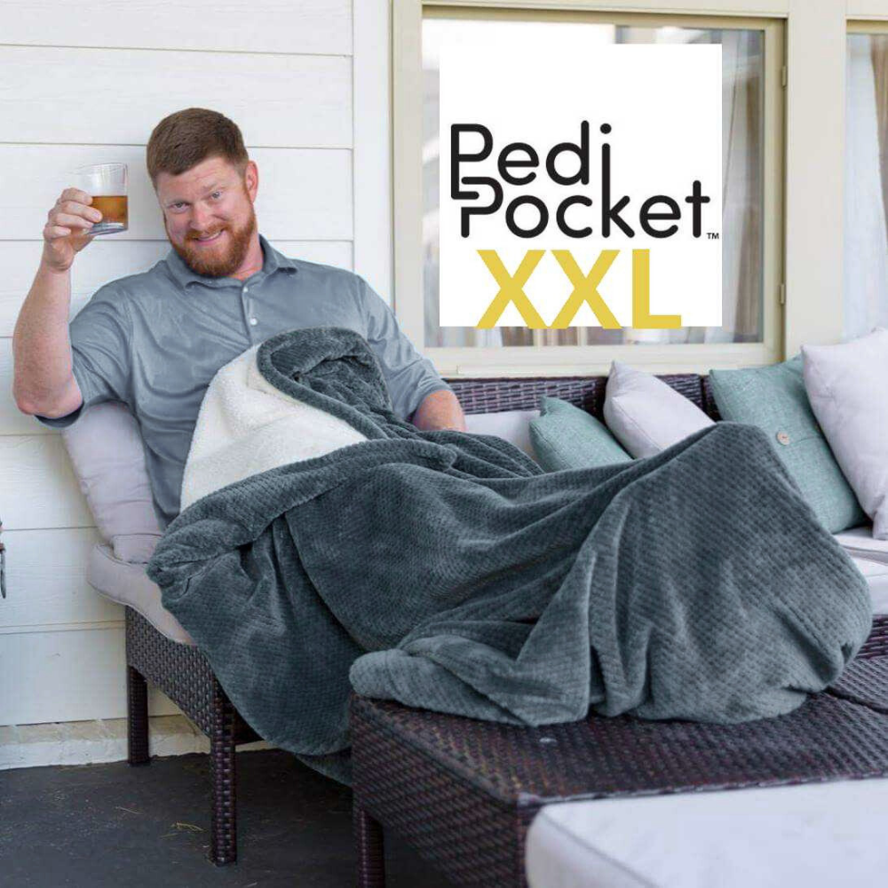 Gray XXL Fleece Foot Pocket Blanket Gorgeous Throw PediPocket