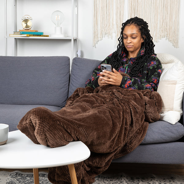 Dark Brown XXL Fleece Foot Pocket Blanket & Throw PediPocket