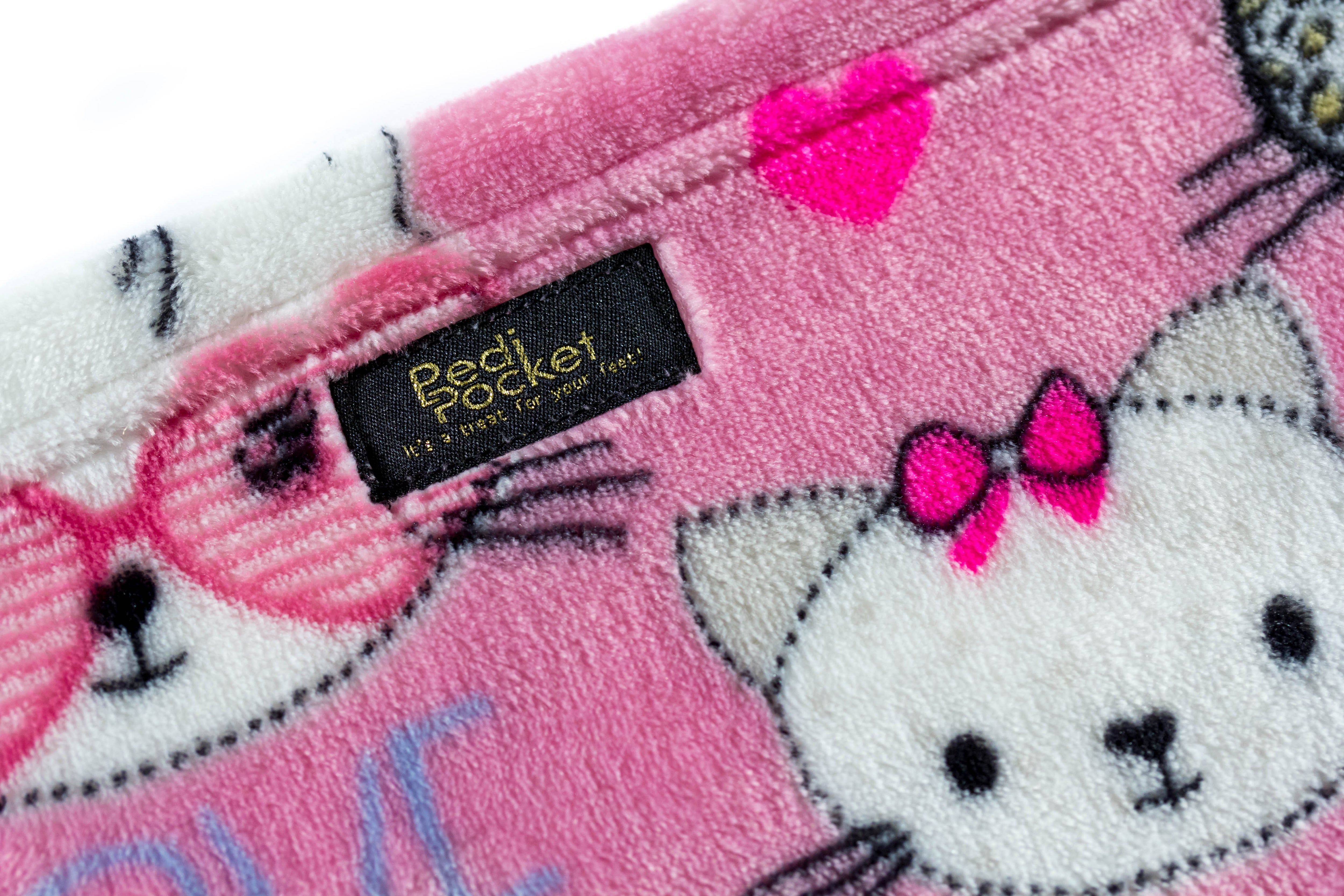 Kids Pink Kitten Fleece Foot Pocket Blanket - PediPocket
